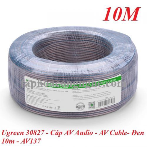 Ugreen 30827 10M Màu Đen Cáp âm thanh loa 150 tim AV137 30030827